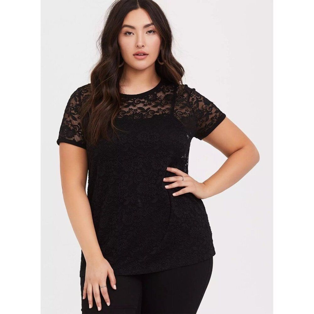 Torrid black lace top. Size 2.